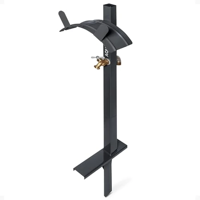 Aqua Joe Steel Garden Hose Stand with Brass Faucet and Quick-Install Anchor Base - Heavy-Duty Freestanding Holder for Outdoor Lawn, Yard & Garden Hose Storage, SJ-SHSBB-GRY by Aqua Joe - Used - Like New condition - US$58.77