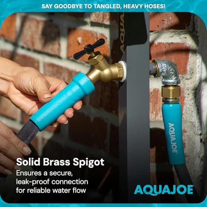 Aqua Joe Steel Garden Hose Stand with Brass Faucet and Quick-Install Anchor Base - Heavy-Duty Freestanding Holder for Outdoor Lawn, Yard & Garden Hose Storage, SJ-SHSBB-GRY by Aqua Joe - Image 5