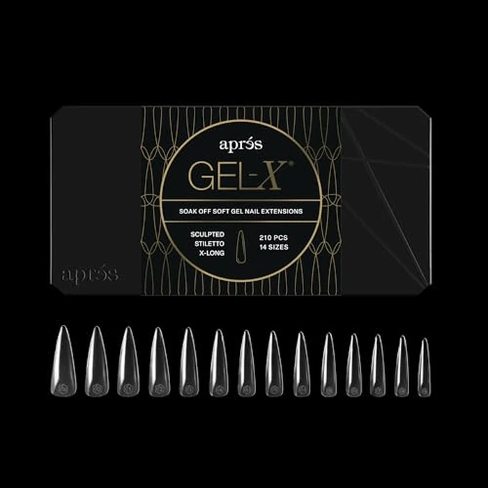 APRÉS Gel-X(R) Stiletto Box of Nail Tips | 280 Soft Gel Nail Tips, 14 Sizes 00-9 | Half-sizes Included (Sculpted Stiletto Extra Long, 280 Count) by APRÉS - Image 1