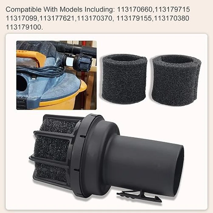 Muffler Diffuser Wet/Dry Vac Attachment 2-1/2 Inch for Craftsman Shop Vacuums Diffuser, CMXZVBE38660 Muffler Diffuser Attachments, W/ 2-Pcs Sponge, Black. by AMTHKNO - Image 6