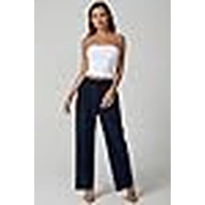 QINSEN Wide Leg Dress Pants for Women High Waisted Wrinkle Free Work Pants with Pockets Casual Slack Navy Blue M (28.5" Inseam) by QINSEN - Image 9