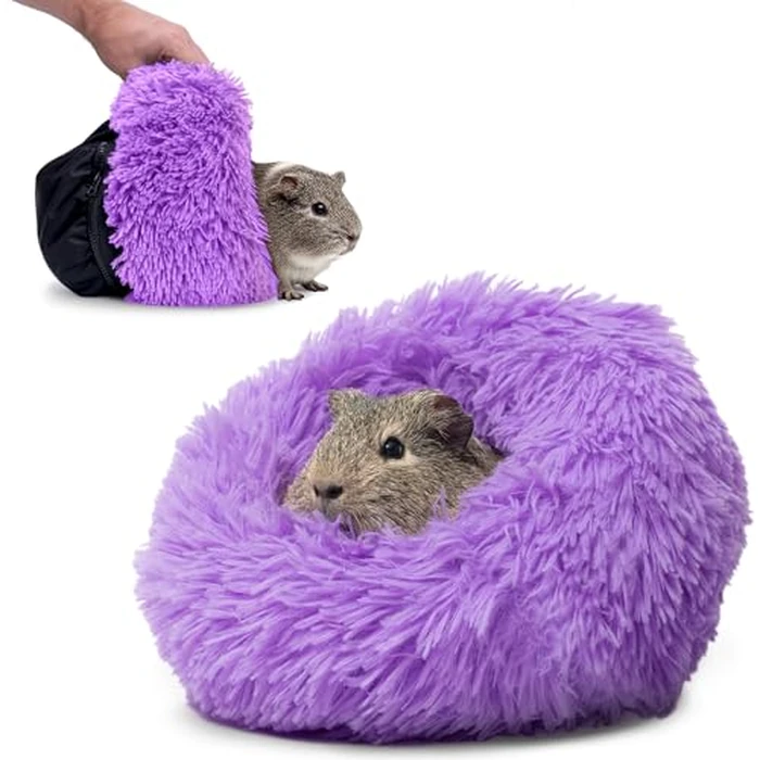 Paw Inspired Furr-O Burrowing Pet Bed with Zip-On Spandex and Fleece Bottoms for Guinea Pigs and Other Small Animals, Cozy Carrier, Hideout Enrichment Toy, Cage Accessories (Purple) by Paw Inspired - Used - Like New condition - US$18.99