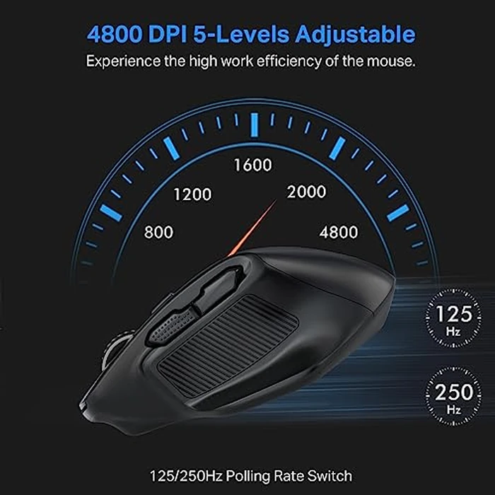 E-YOOSO Large Wireless Mouse for Big Hands, X-31 Cordless Ergo Computer Mouse, 6 Buttons, 5-Level 4800 DPI, 18 Months Battery Life, for Laptop, PC, Chromebook (Bluetooth, 6) by E-YOOSO - Image 5