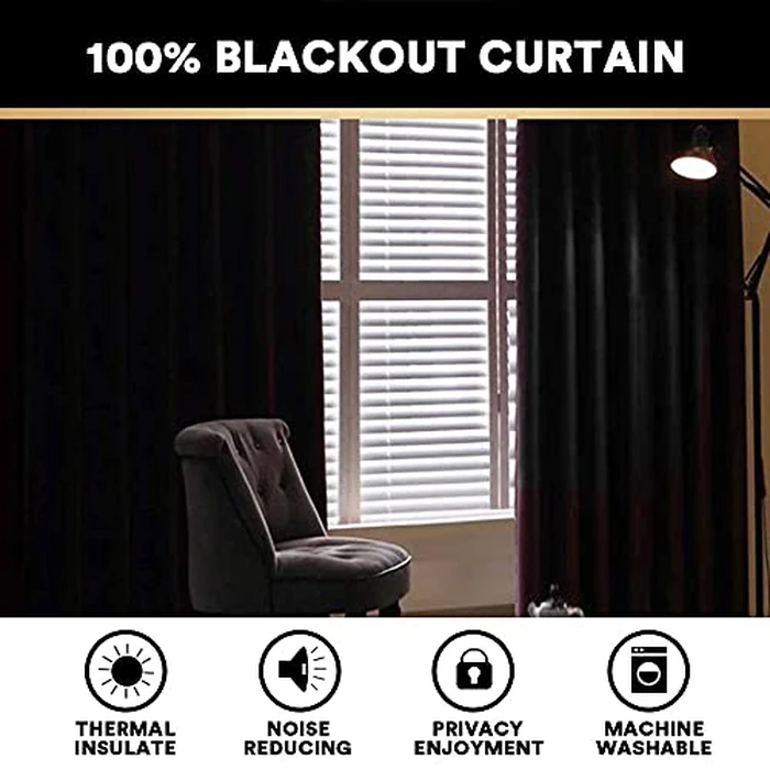 PrinceDeco Blackout Curtains for Bedroom 100% Linen Blackout Curtains for Bedroom 54 Inches Long Grommet Thermal Insulated Textured Blackout Curtains 2 Panels Set,52" W x 54" L,Natural by PrinceDeco - Image 2