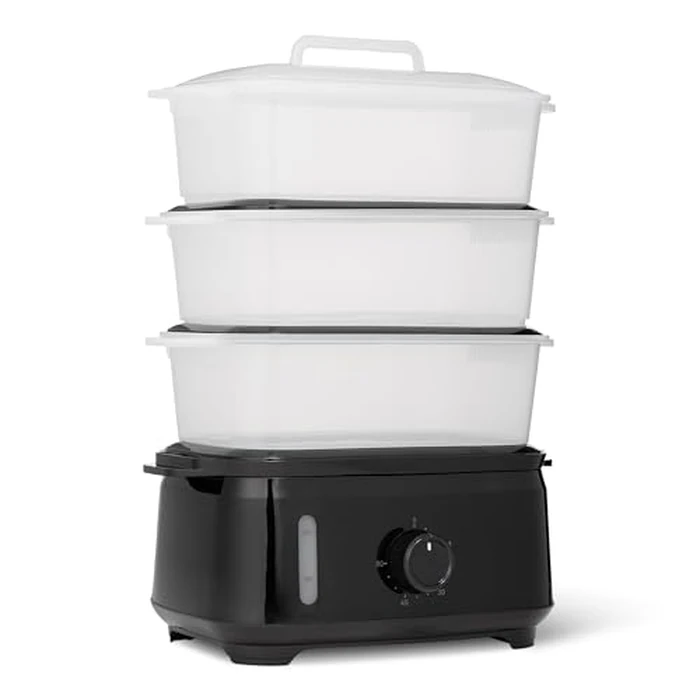 Amazon Basics Electric Food Steamer for Cooking Vegetables with 3-Tier Design, BPA-Free, 9.5 QT, Black by Amazon Basics - Used - Acceptable condition