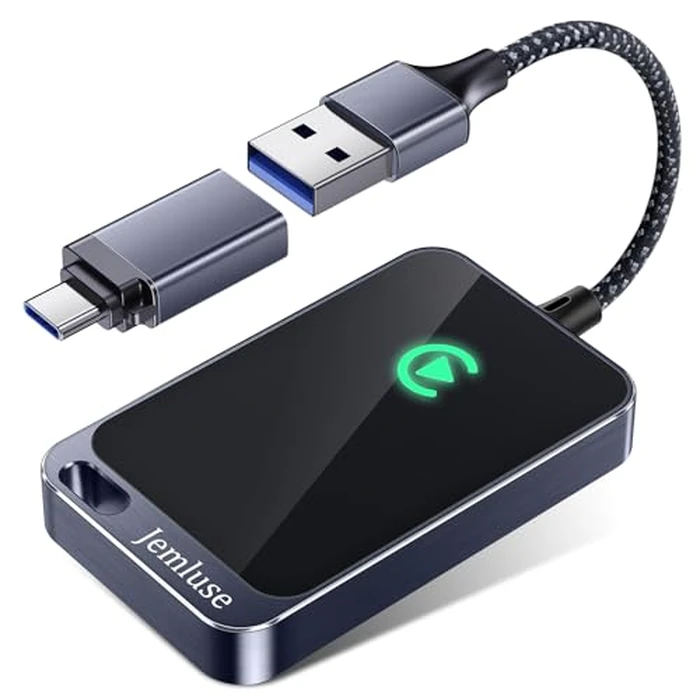 Jemluse Wireless CarPlay Adapter for Apple iPhone - Multi-User Seamless Connection for Convert Wired to Wireless Car Play Adapter - No Latency from iOS 10+ to Screen w/USB C (Gray) by Jemluse - Used - Like New condition - US$28.49