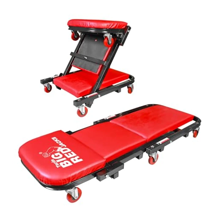 Big RED ATW4015ZR Torin ，40" Foldable Z-Creeper Seat，2-in-1 Garage/Shop Creeper，330 lbs Capacity，Low Profile Creeper with 6 pcs Wheels for Auto Repair，Garage and Shop，Lay Down or Sit，Red by BIG RED - Used - Very Good condition - US$43.67