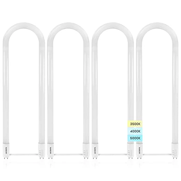 Luxrite U Bend LED Tube Light, T8 T12, 17.5W (32W Equivalent), 3 Colors 3500K | 4000K | 5000K, 2100 Lumens, Fluorescent Light Tube Replacement, Direct or Ballast Bypass, UL Certified, G13 Base, 4-Pack by LUXRITE - Used - Very Good condition