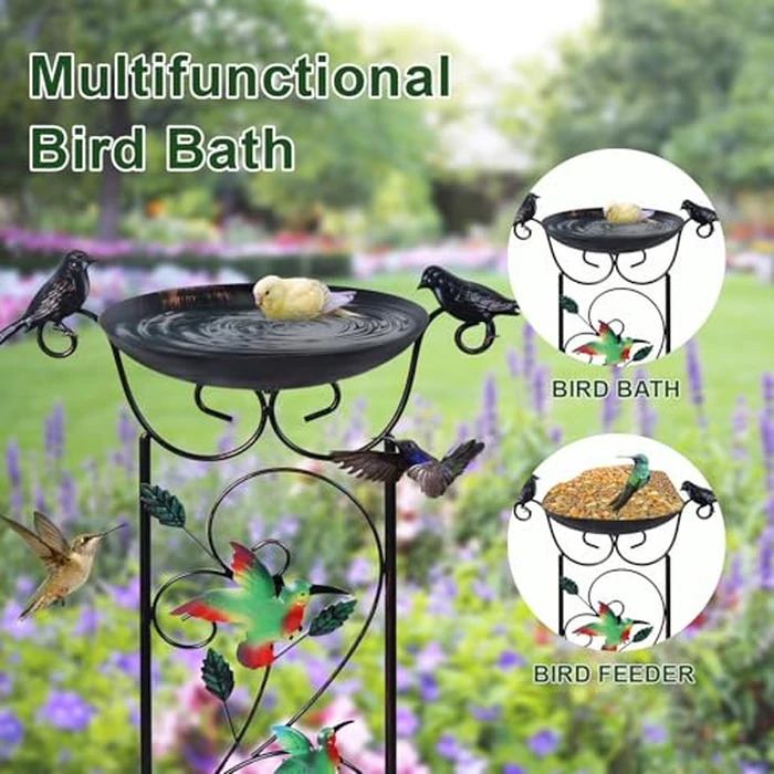 hogardeck 35” Metal Bird Bath with Garden Trellis for Climbing Plants Outdoor, Vintage Detachable Decorative Birdbath Bowl, Metal Plant Support for Climbing Flowers by hogardeck - Image 3