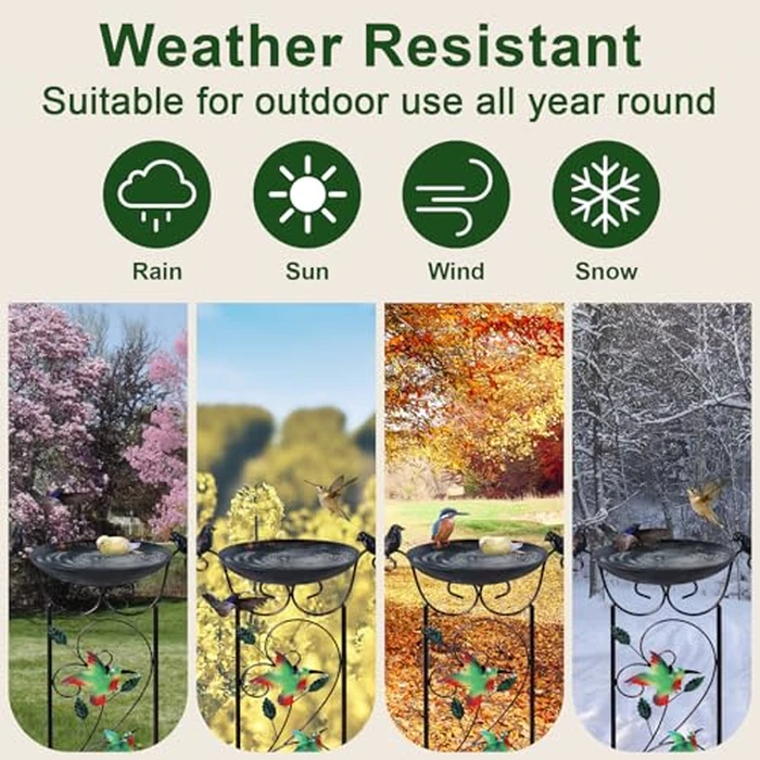 hogardeck 35” Metal Bird Bath with Garden Trellis for Climbing Plants Outdoor, Vintage Detachable Decorative Birdbath Bowl, Metal Plant Support for Climbing Flowers by hogardeck - Image 5