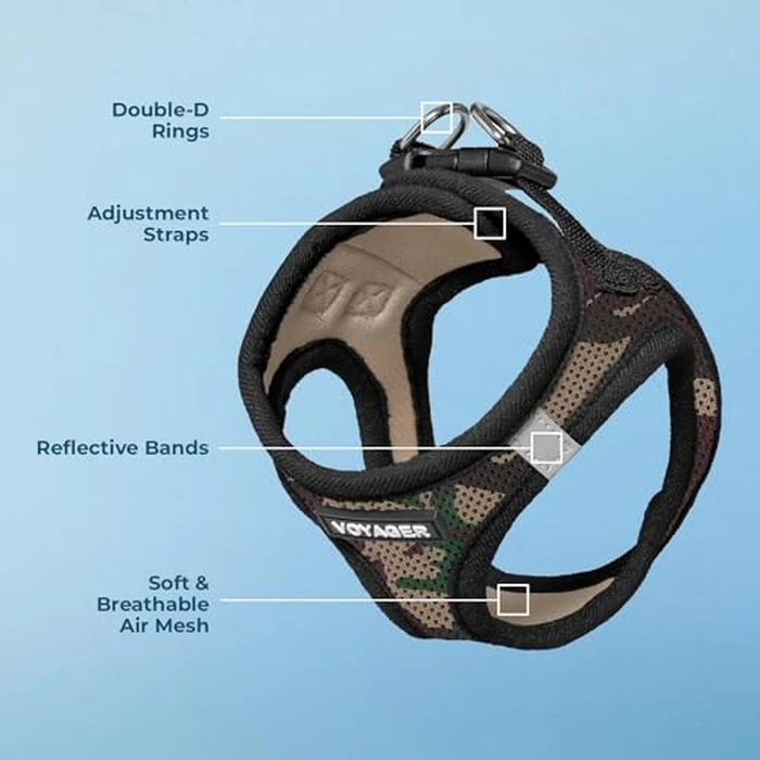 Best Pet Supplies Voyager Step-in Air Harness - All Weather Mesh, Reflective, No Pull Harness for Dogs, Cats - Secure with Hook & Loop Fastener, Buckle, Double D-Rings - Army/Black Trim, L by Best Pet Supplies - Image 3