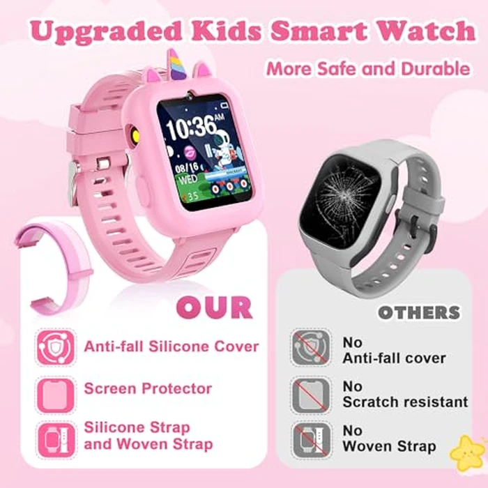 Smart Watch for Kids Girls Gift Age 3-12 with 39 Games Alarm Clock Camera Video Music Player Pedometer Flashlight 12/24 hr HD Touch Screen Kids Smart Watch Birthday Toys for Girls Ages 4 5 6 7 8 9 10 by Sedzofan - Image 3