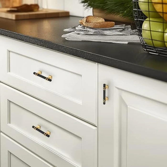 HOME EDIT 10 Pack 3 inch Black & Gold Cabinet Handles Square Zinc-Alloy Pulls for Kitchen Dresser Closet and Bathroom Cabinets Hardware by HOME EDIT - Image 5