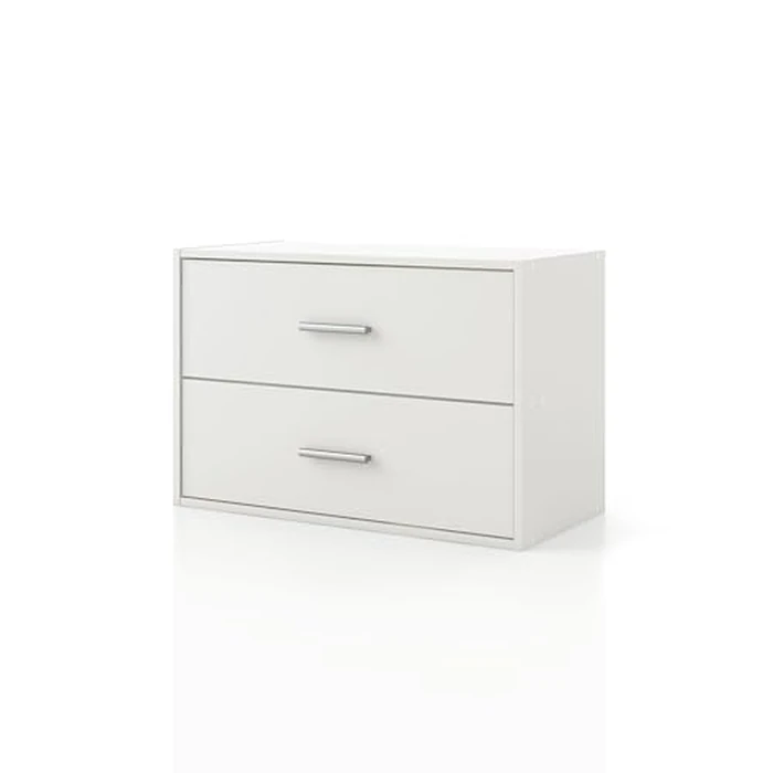 Homes: Inside + Out Apexa 2-Drawer Wooden Stackable Storage Drawers, Small Food Pantry Cabinet, Cajonera De Madera, Underbed Drawer Dorm Teen Room Decor & Bedroom, Home Office, Kitchen, White by HOMES: Inside + Out - Used - Good condition