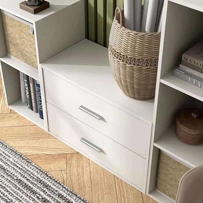 Homes: Inside + Out Apexa 2-Drawer Wooden Stackable Storage Drawers, Small Food Pantry Cabinet, Cajonera De Madera, Underbed Drawer Dorm Teen Room Decor & Bedroom, Home Office, Kitchen, White by HOMES: Inside + Out - Image 3