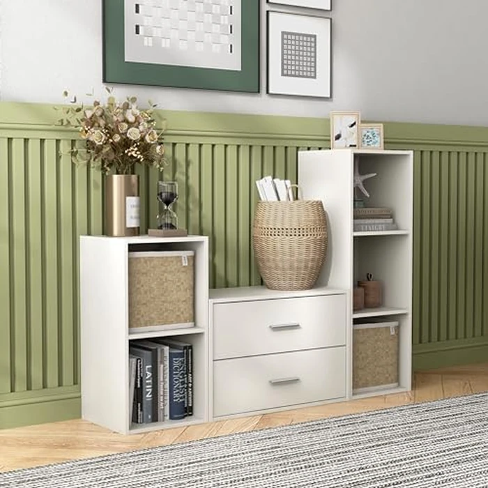 Homes: Inside + Out Apexa 2-Drawer Wooden Stackable Storage Drawers, Small Food Pantry Cabinet, Cajonera De Madera, Underbed Drawer Dorm Teen Room Decor & Bedroom, Home Office, Kitchen, White by HOMES: Inside + Out - Image 4