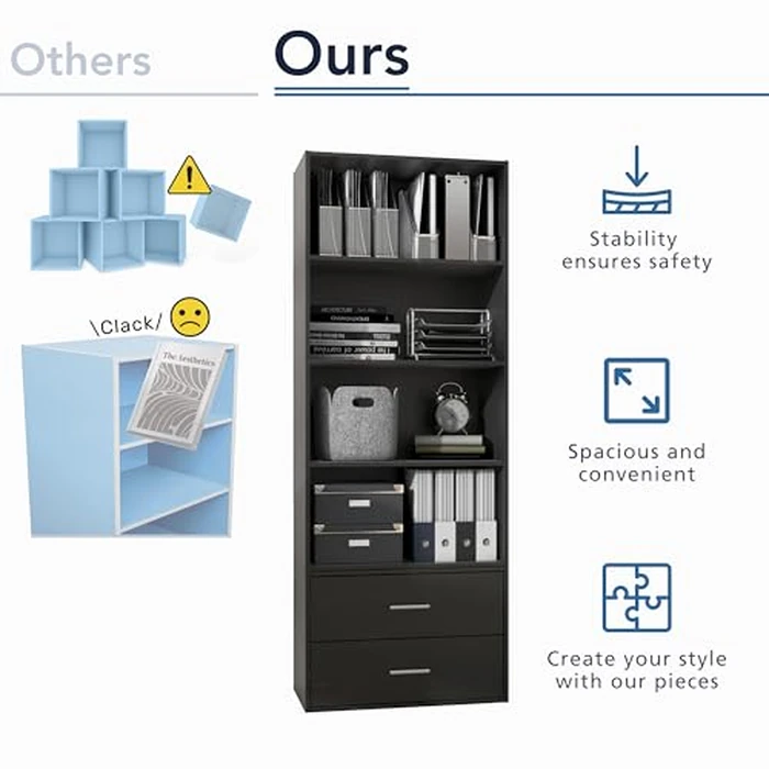 Homes: Inside + Out Apexa 2-Drawer Wooden Stackable Storage Drawers, Small Food Pantry Cabinet, Cajonera De Madera, Underbed Drawer Dorm Teen Room Decor & Bedroom, Home Office, Kitchen, White by HOMES: Inside + Out - Image 9
