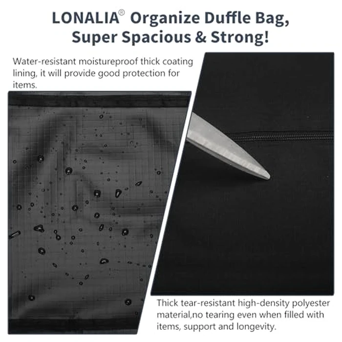 48 Inch Duffle Bag for Travel Camping - 165L Extra Large Heavy Duty Duffel Bag, Sport Equipment Storage Bag with 2 Sides Handles-Black by LONALIA - Image 7