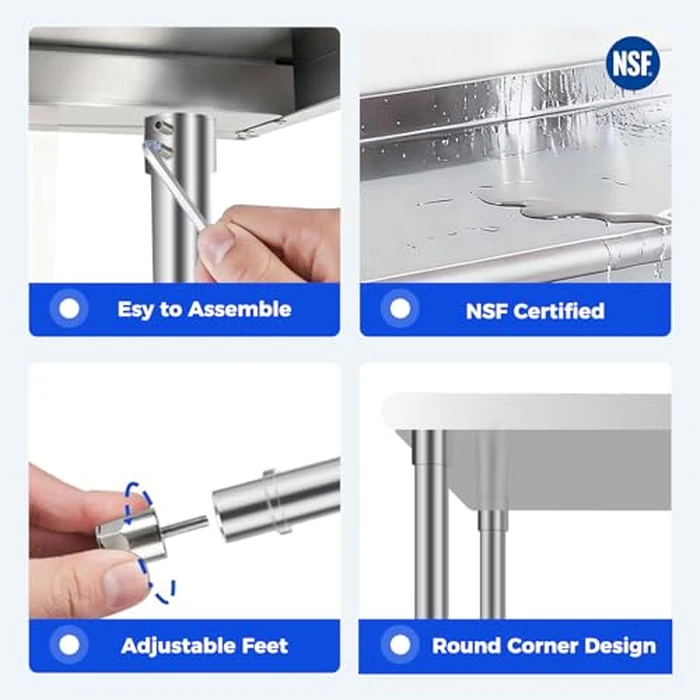 OSTBA Stainless Steel Table for Prep & Work 24x36 Inches, NSF Metal Commercial Heavy Duty Table with Adjustable Undershelf and Adjustable Foot for Restaurant Kitchen Home and Hotel by OSTBA - Image 6