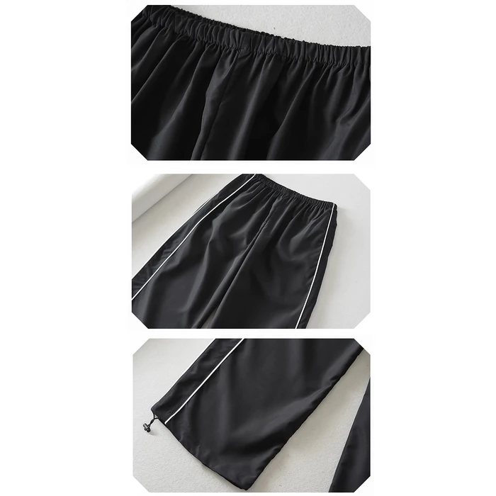 Shebote Womens Parachute Pants Wide Leg Baggy Y2K Elastic Waist Jogger Sweatpants Track Pants Streetwear(0046-Black-L) by Shebote - Image 7