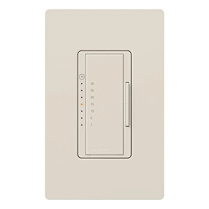 Lutron Maestro Countdown Timer Switch for Fans and Lights, Timer Switch for Lights, 3A/150-Watt LED Bulbs, Single-Pole/Multi-Location, MA-T51MN-LA, Almond by Lutron - Image 2
