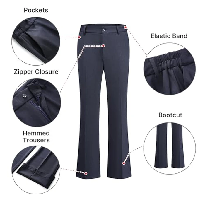 TRONSTORE Women's Suit 2 Piece Set Pinstripe Blazer and Bootcut Dressy Pants Set for Work Office Business Outfits-Navy Blue S by TRONSTORE - Image 5