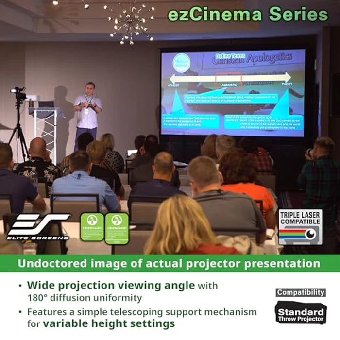 Elite Screens ezCinema Series, 150-INCH 16:9, Manual Pull Up Projector Screen, Movie Home Theater 8K / 4K Ultra HD 3D Ready, 2-Year Warranty, F150NWH by Elite Screens - Image 4