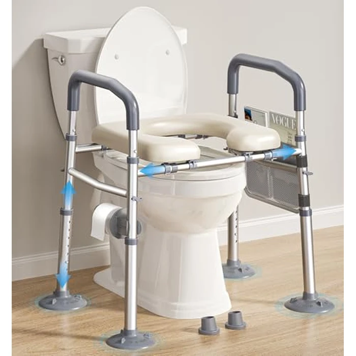 Bluelog Raised Toilet Seat with Handles, Width & Height Adjustable Toilet Seat Risers for Seniors, Heavy Duty 400lbs Elevated Toilet Seat for Elderly, Pregnant, Handicap, Fit Any Toilet by Bluelog - Image 1