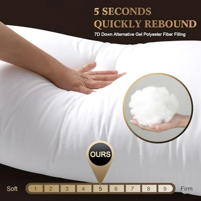 SHERWOOD Body Pillow, 20 x 54 Inch Long Pillow, White Cotton Fabric with Down Alternative Filling (Pillow & Microfiber Pillowcase Set) by SHERWOOD - Image 2