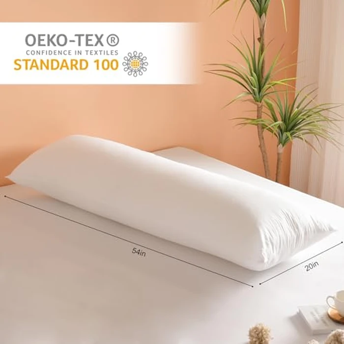 SHERWOOD Body Pillow, 20 x 54 Inch Long Pillow, White Cotton Fabric with Down Alternative Filling (Pillow & Microfiber Pillowcase Set) by SHERWOOD - Image 4
