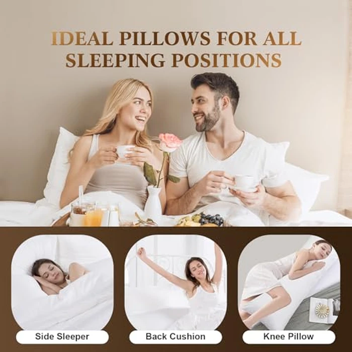 SHERWOOD Body Pillow, 20 x 54 Inch Long Pillow, White Cotton Fabric with Down Alternative Filling (Pillow & Microfiber Pillowcase Set) by SHERWOOD - Image 6