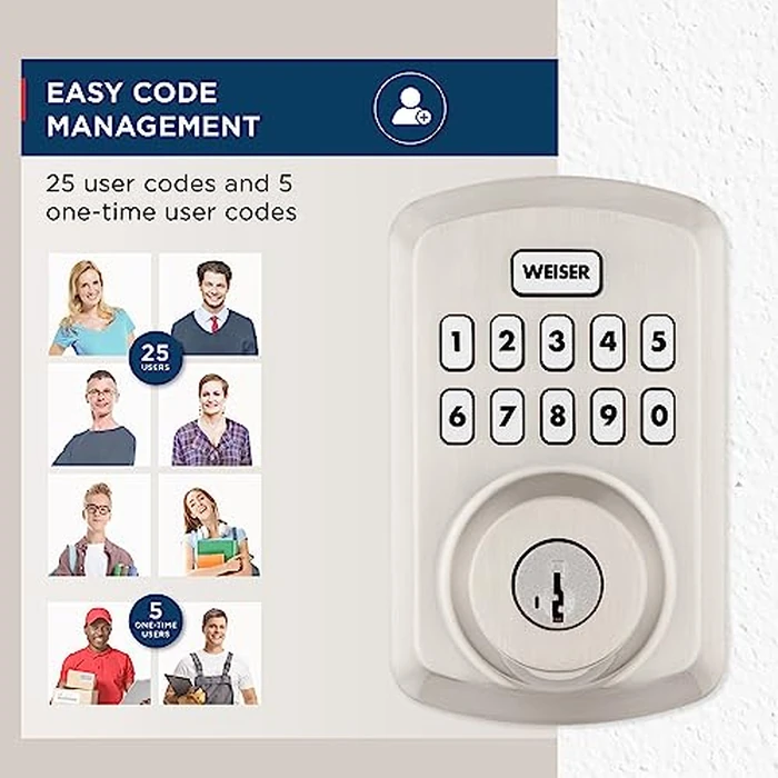 Weiser Powerbolt 3 Satin Nickel Keyless Entry Door Lock/Deadbolt Lock, 10-Button Keypad Door Lock with Auto Lock and 12-Month Battery Life, Electronic Door Locks for Front Door, Home Décor by Weiser - Image 3
