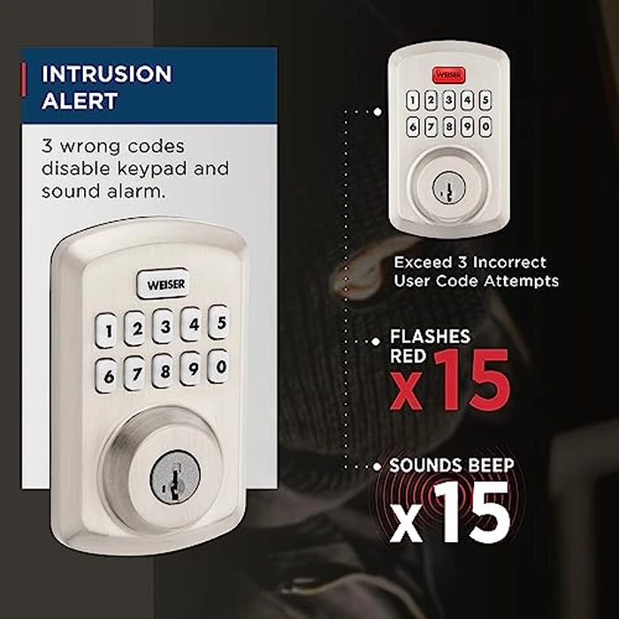 Weiser Powerbolt 3 Satin Nickel Keyless Entry Door Lock/Deadbolt Lock, 10-Button Keypad Door Lock with Auto Lock and 12-Month Battery Life, Electronic Door Locks for Front Door, Home Décor by Weiser - Image 7