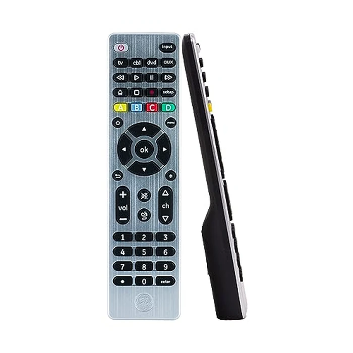 GE Universal Remote Control for Samsung, Vizio, LG, Sony, Sharp, Roku, Apple TV, RCA, Panasonic, Smart TVs, Streaming Players, Blu-ray, DVD, 4-Device, Silver, 33709 by GE - Image 1