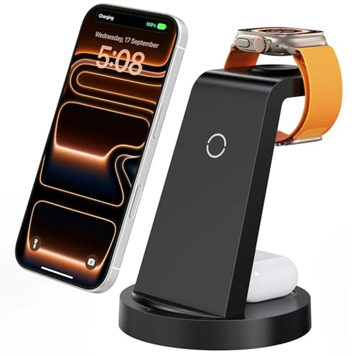 Anlmz 3 in 1 Charging Station for iPhone, Wireless Charger for iPhone 17 16e 16 15 14 13 12 11 X Pro Max & Apple Watch - Wireless Charging Station for AirPods 4 3 Pro by Anlmz - Used - Very Good condition - CA$33.92