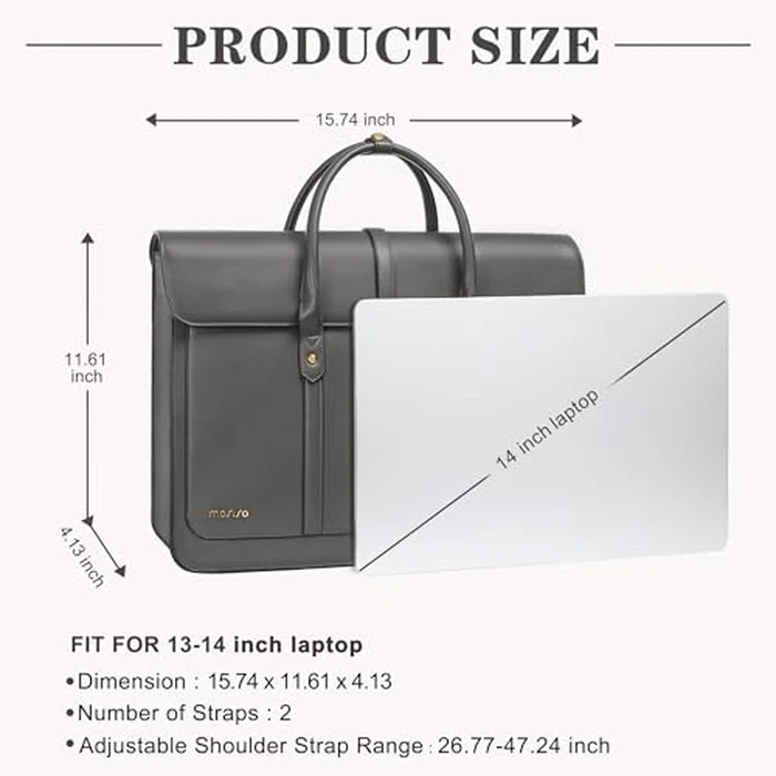 MOSISO Laptop Bag for Women, 15-15.6 inch PU Leather Laptop Shoulder Bag Convertible Backpack, 16 inch Messenger Bag Casual Handbag Work Briefcase Travel Computer Bag with Bowknot, Gray by MOSISO - Image 5