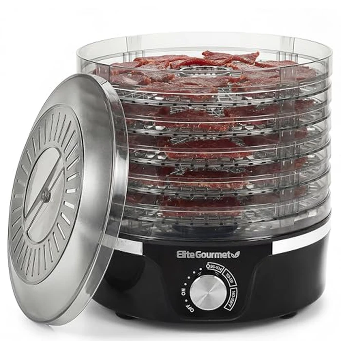 Elite Gourmet EFD319 Food Dehydrator, 5 BPA-Free 11.4" Trays Adjustable Temperature Controls, Jerky, Herbs, Fruit, Veggies, Dried Snacks, Black by Elite Gourmet - Used - Like New condition