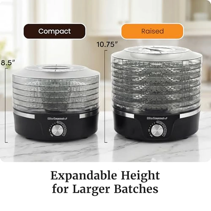 Elite Gourmet EFD319 Food Dehydrator, 5 BPA-Free 11.4" Trays Adjustable Temperature Controls, Jerky, Herbs, Fruit, Veggies, Dried Snacks, Black by Elite Gourmet - Image 5