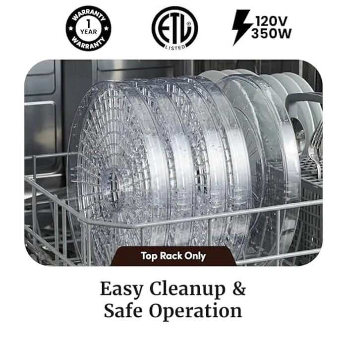 Elite Gourmet EFD319 Food Dehydrator, 5 BPA-Free 11.4" Trays Adjustable Temperature Controls, Jerky, Herbs, Fruit, Veggies, Dried Snacks, Black by Elite Gourmet - Image 7