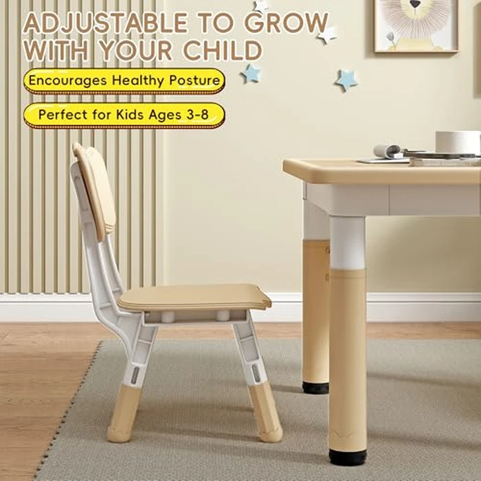 JONUTATO Kids Table and Chairs, Graffiti Desktop Toddler Chair and Table Set, Kids Table for Ages 3-8, 31.5''L x 23.6''W Childrens Table and Chair Set with 2 Seats, Max 300lbs by JONUTATO - Image 5