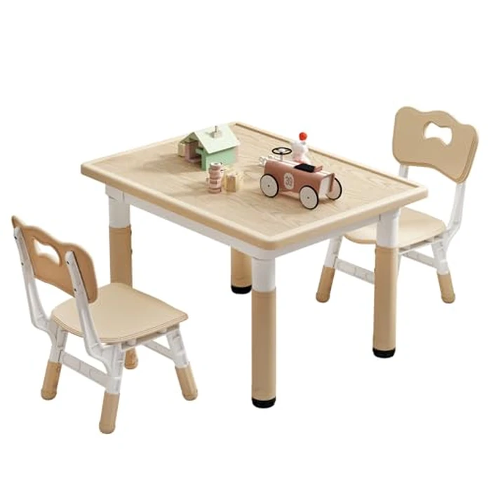 JONUTATO Kids Table and Chairs, Graffiti Desktop Toddler Chair and Table Set, Kids Table for Ages 3-8, 31.5''L x 23.6''W Childrens Table and Chair Set with 2 Seats, Max 300lbs by JONUTATO - Image 8