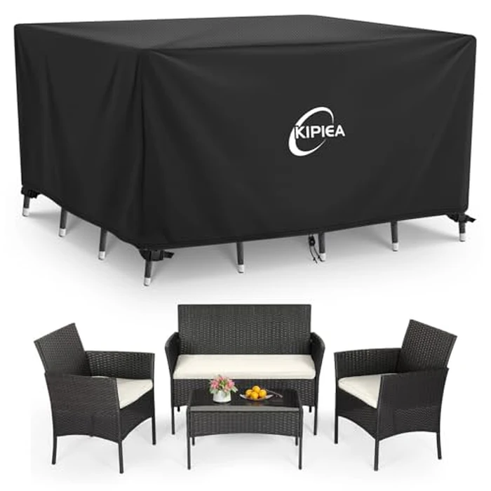 Kipiea Patio Furniture Covers Waterproof Winter, 420D Outdoor Furniture Set Covers, Heavy-Duty Patio Table Covers, No Tears Anti UV No Fading (65" L x 42" W x 28" H) by Kipiea - Used - Like New condition - CA$50.34