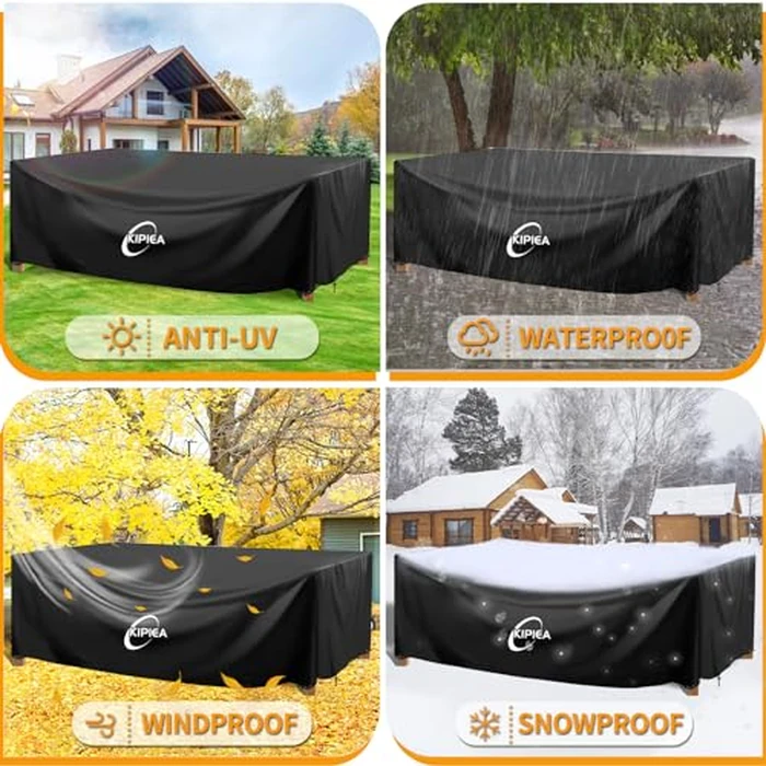 Kipiea Patio Furniture Covers Waterproof Winter, 420D Outdoor Furniture Set Covers, Heavy-Duty Patio Table Covers, No Tears Anti UV No Fading (65" L x 42" W x 28" H) by Kipiea - Image 8