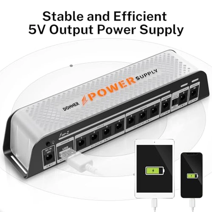 Donner DP-Z 9V Guitar Pedal Power Supply 11 Isolated DC Output with USB Port for 9V/12V/18V Effect Pedal DC 18v 2000m Input by Donner - Image 4