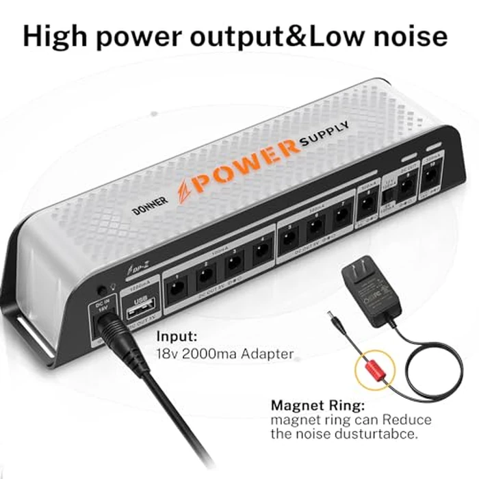 Donner DP-Z 9V Guitar Pedal Power Supply 11 Isolated DC Output with USB Port for 9V/12V/18V Effect Pedal DC 18v 2000m Input by Donner - Image 6