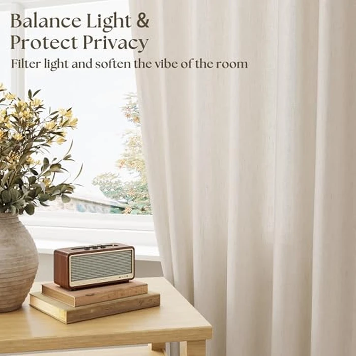 Extra Wide Beige Pinch Pleated Linen Curtains 90 Inches Long 100 Inch Wide for Living Room Bedroom Light Filter Semi Sheer Window Drapes with Hooks Rings for Patio Sliding Glass Door 1 Panel 100x90 by TWODRAPES - Image 5
