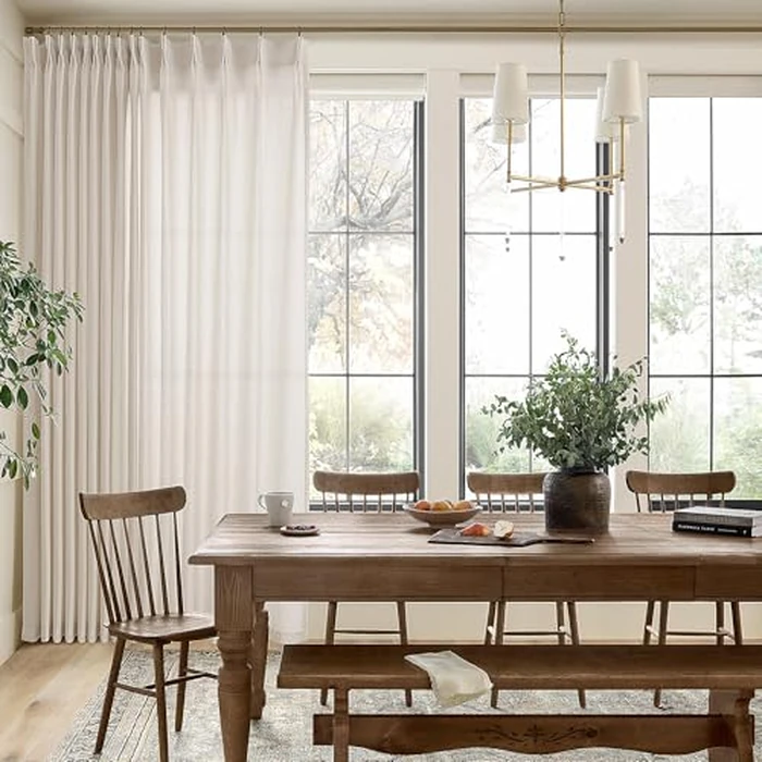 Extra Wide Beige Pinch Pleated Linen Curtains 90 Inches Long 100 Inch Wide for Living Room Bedroom Light Filter Semi Sheer Window Drapes with Hooks Rings for Patio Sliding Glass Door 1 Panel 100x90 by TWODRAPES - Image 9
