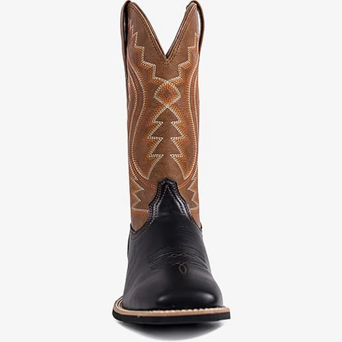 Palitutu Cowboy Boots for Men Classic Square Toe Embroidered Western Boots Comfortable Milk Silk Lining Slip Resistant Pull On Boots for Country Music Festivals Vegan Leather by Palitutu - Image 5