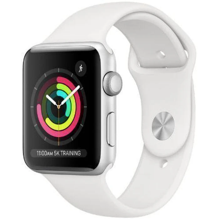 Apple Watch Series 3 (Cellular + GPS) - 16GB - 38mm - Silver Aluminum Case with White Rubber Sport Band by Apple - Image 2