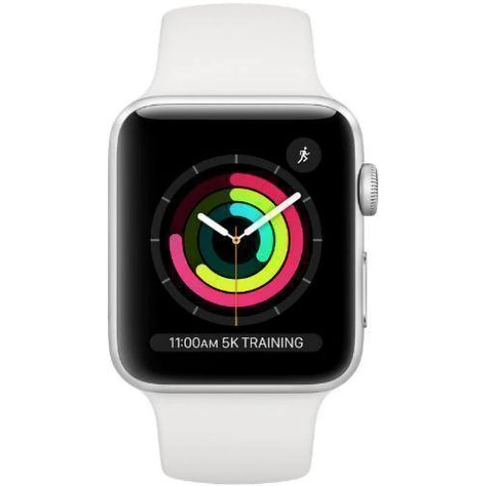 Apple Watch Series 3 (Cellular + GPS) - 16GB - 38mm - Silver Aluminum Case with White Rubber Sport Band by Apple - Refurbished - Excellent condition - US$106.98